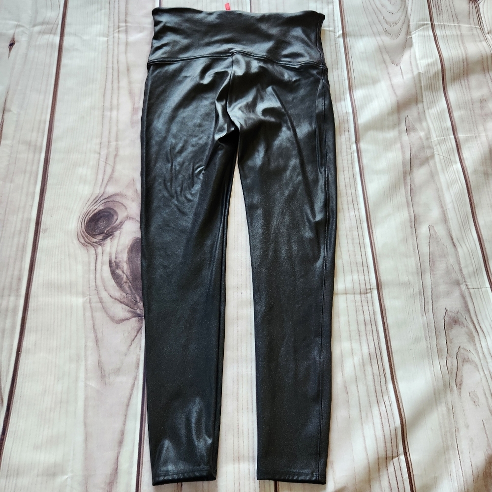 SPANX "Faux Leather Leggings" Black Slimming Shapewear | Women's Plus Size 1X - Picture 5 of 13